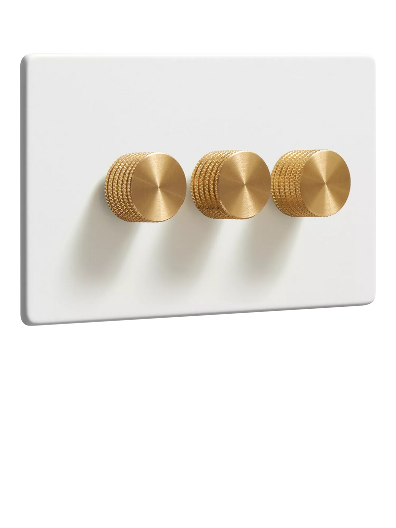Dowsing & Reynolds Soft White Triple Dimmer Switch, Gold Knobs