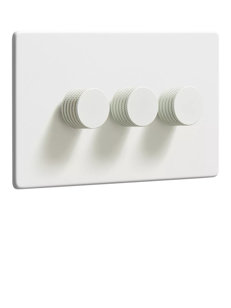 Dowsing & Reynolds Soft White Triple Dimmer Switch, White Knobs