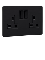 John Lewis Dowsing & Reynolds Matt Black Double Plug Socket, Black Insert- Buy online at McGrocer