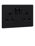 Dowsing & Reynolds double plug socket matt black, imported from the UK