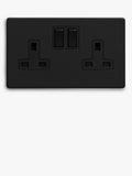 Dowsing & Reynolds double plug socket matt black, imported from the UK