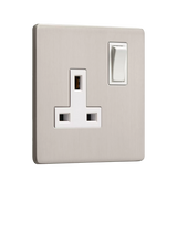 John Lewis Dowsing & Reynolds Soft Silver Single Plug Socket, White Insert- Buy online at McGrocer