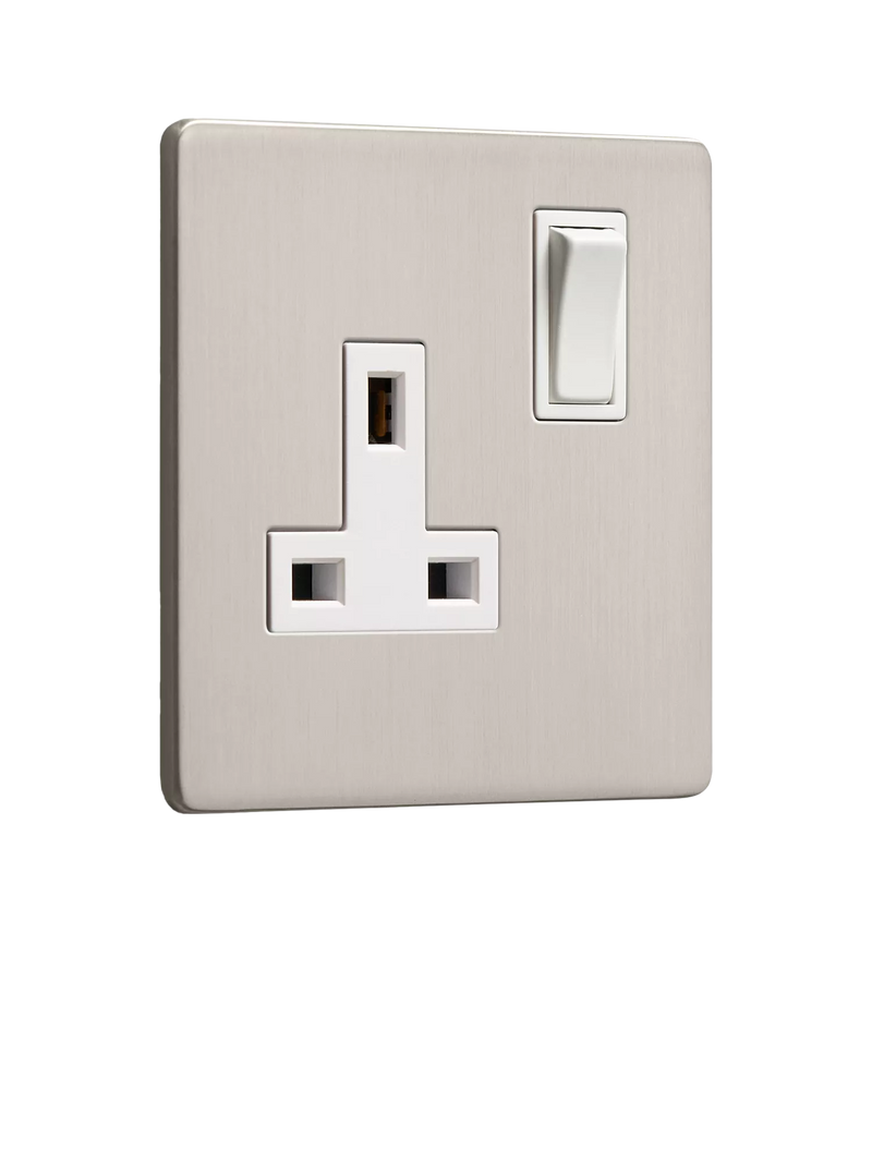 Dowsing & Reynolds soft silver single plug socket, UK version