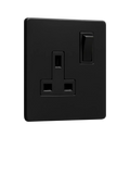 Dowsing & Reynolds single plug socket matt black black insert - British product