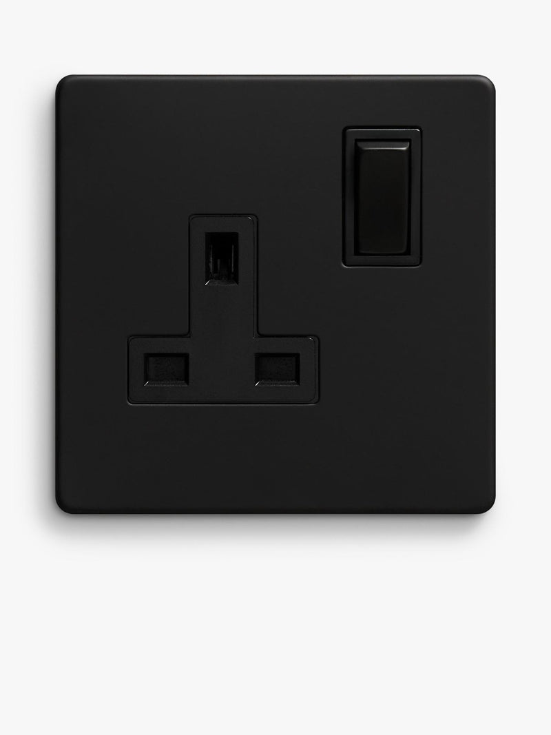 Dowsing & Reynolds single plug socket matt black black insert - British product