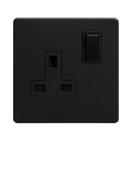 Dowsing & Reynolds single plug socket matt black black insert - British product