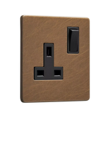 John Lewis Dowsing & Reynolds Antique Brass Single Plug Socket, Black Insert- Buy online at McGrocer