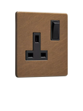 Dowsing & Reynolds single plug socket antique brass black insert (British brand)