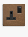 Dowsing & Reynolds single plug socket antique brass black insert (British brand)