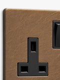 Dowsing & Reynolds single plug socket antique brass black insert (British brand)