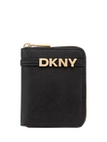 DKNY Avril Small Leather Zip Wallet, Black/Gold