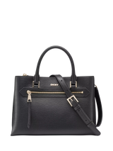 John Lewis DKNY Bryant Small Leather Satchel Crossbody Handbag Black/Gold- Buy online at McGrocer
