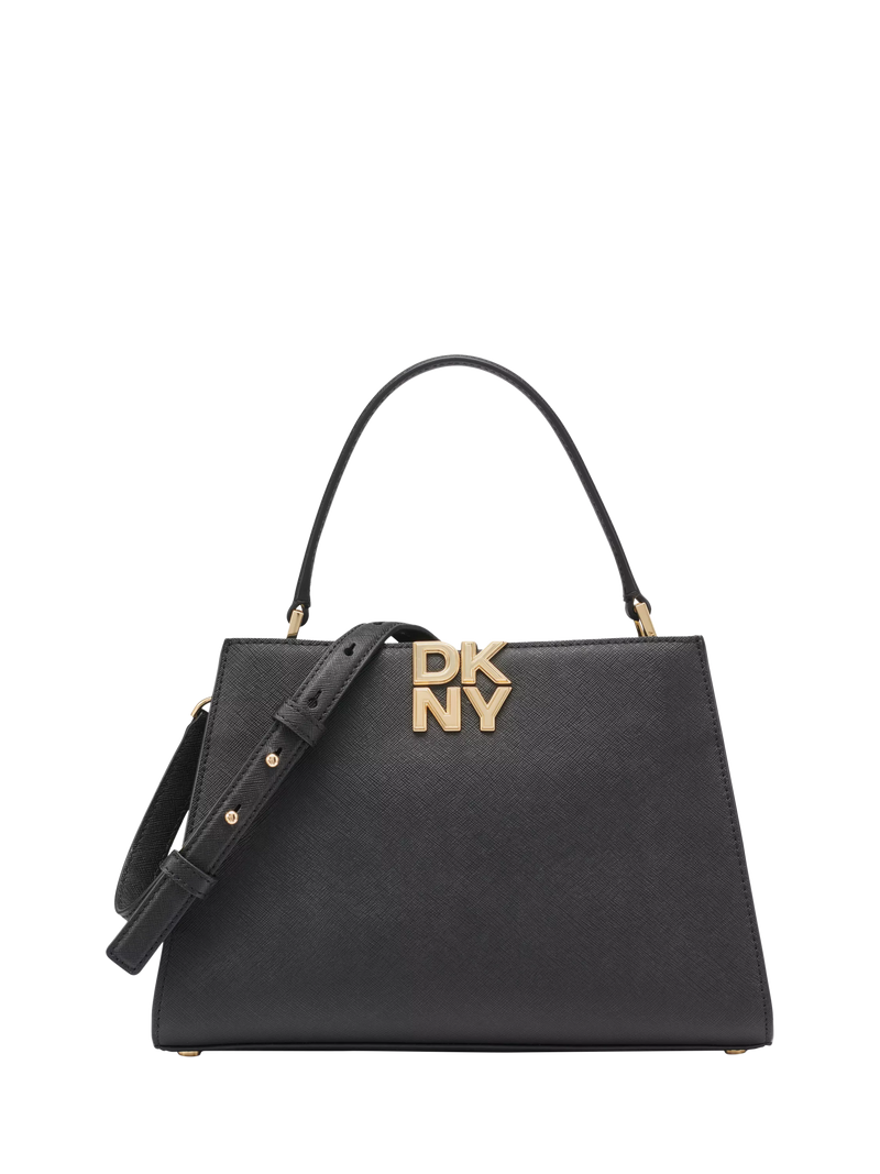 DKNY Foster Leather Satchel Bag, Black/Gold