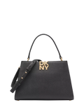 DKNY Foster Leather Satchel Bag, Black/Gold
