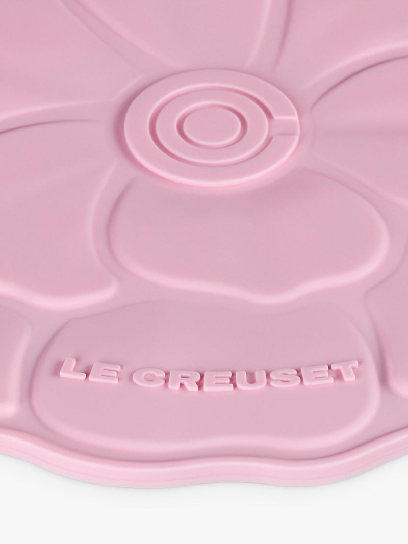 Le Creuset petal silicone trivet in pink, imported from the UK