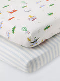 John Lewis fitted cotbed sheets pack of 2 transport print (British brand)