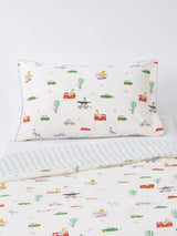 John Lewis John Lewis Animal Transport Reversible Duvet Cover and Pillowcase Set, Cotbed, Multi- Buy online at McGrocer