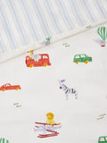 John Lewis animal transport reversible cotbed duvet cover set 120x140cm, imported from the UK