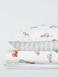 John Lewis animal transport reversible cotbed duvet cover set 120x140cm, imported from the UK