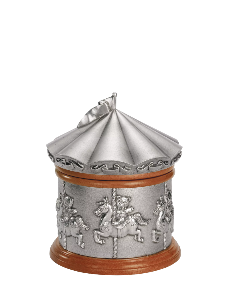 Royal Selangor pewter music box merry-go-round design, imported from the UK
