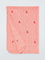 John Lewis John Lewis Wander Cherry Cable Knit Baby Blanket, Pink, 70cm x 100cm- Buy online at McGrocer