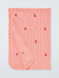 John Lewis Wander cherry cable knit baby blanket pink 70x100cm - British product