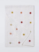 John Lewis John Lewis Wander Floral Embroidered Baby Blanket, Natural, 70cm x 100cm- Buy online at McGrocer