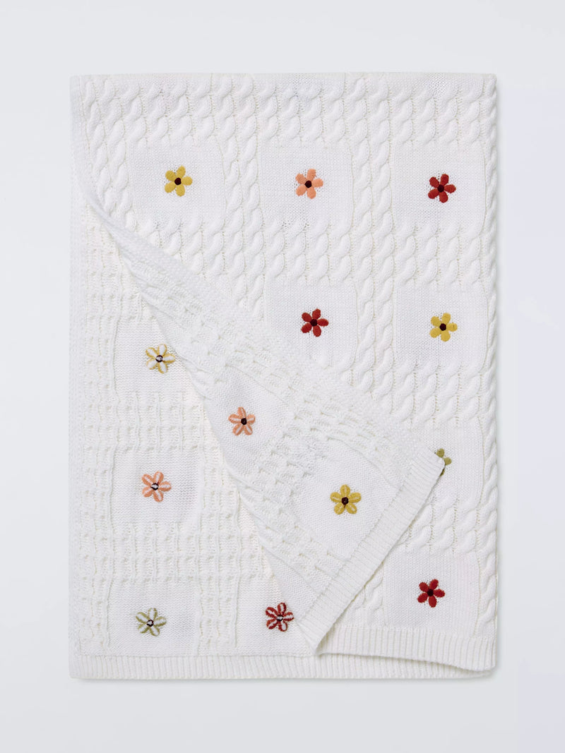 John Lewis embroidered floral baby blanket 70x100cm, imported from the UK
