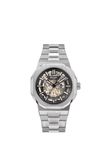 John Lewis Rotary Men's Regent Skeleton Automatic Bracelet Watch, Silver- Buy online at McGrocer