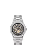 Rotary men's skeleton watch with silver bracelet, UK version