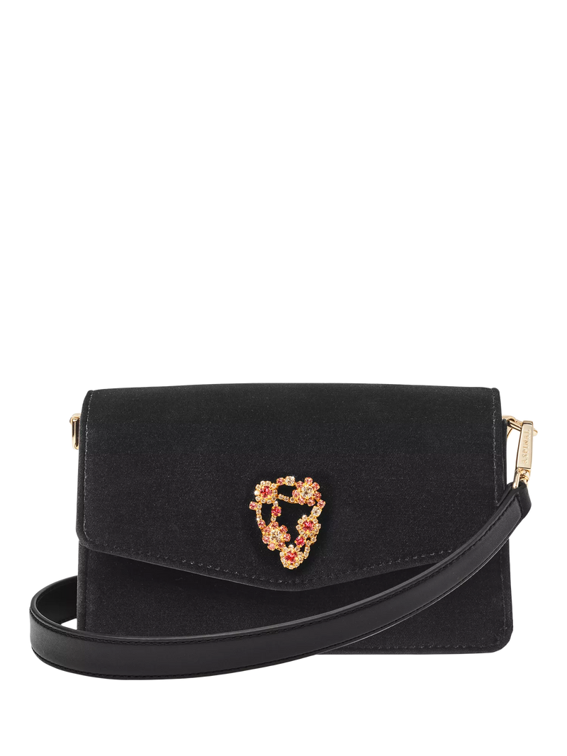 Aspinal of London Eliza velvet clutch bag black - British product