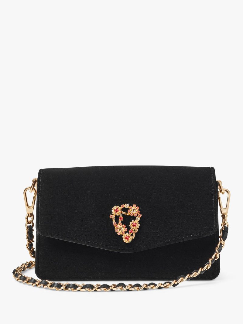 Aspinal of London Eliza velvet clutch bag black - British product