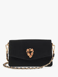 Aspinal of London Eliza velvet clutch bag black - British product