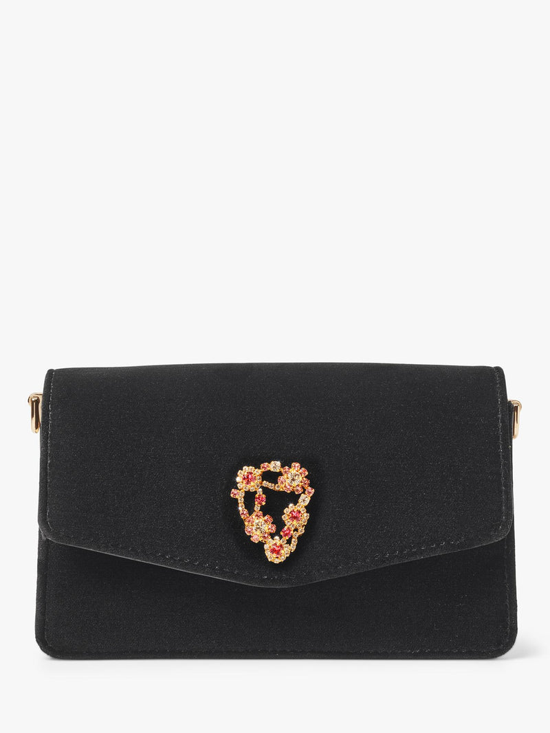 Aspinal of London Eliza velvet clutch bag black - British product