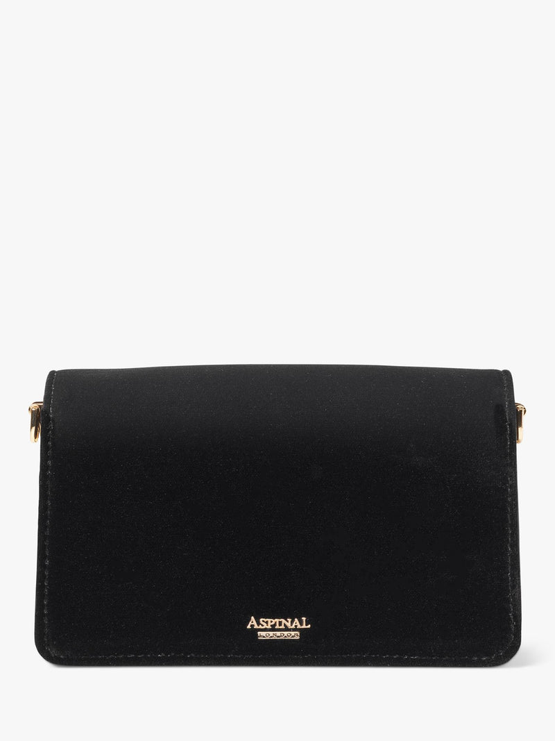 Aspinal of London Eliza velvet clutch bag black - British product