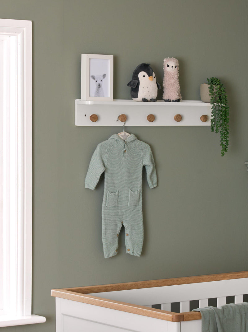 Obaby nursery wall shelf with hooks white (British brand)