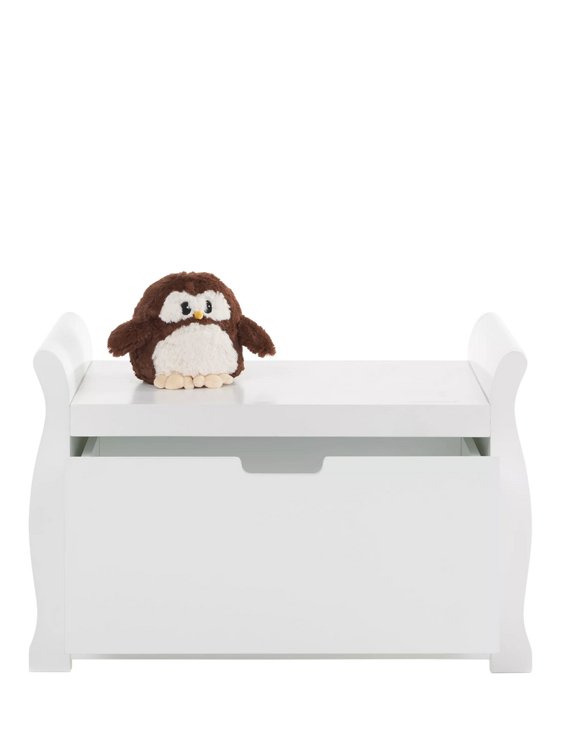 Obaby Stamford white toy box with 46-litre capacity - British product