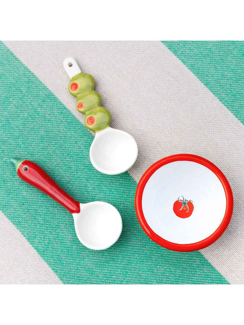 Talking Tables tomato enamel dip dish 8cm, British product