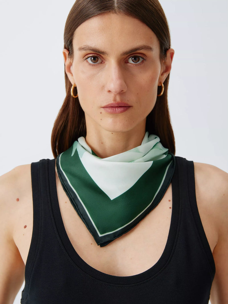 John Lewis silk square scarf green multi, imported from the UK