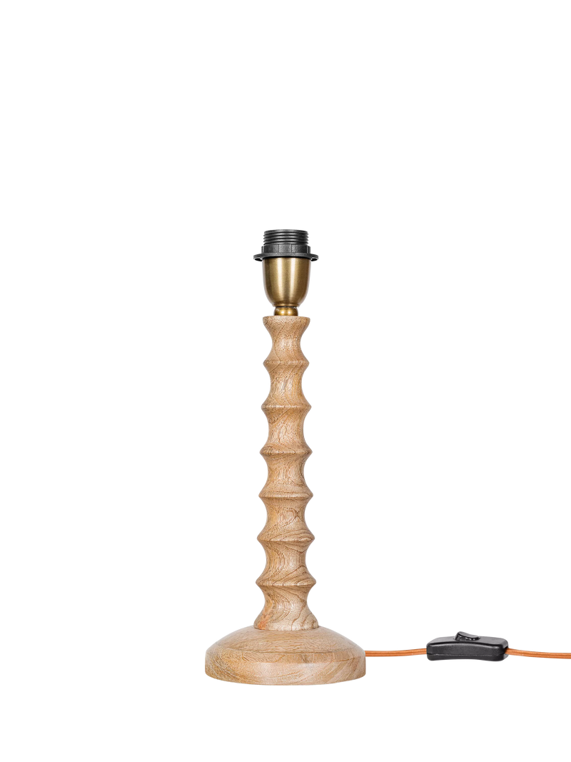 nkuku Avisa mango wood spiral table lamp imported from the UK