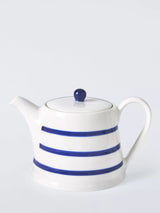 John Lewis John Lewis Harbour Blue Rim Stoneware Teapot, 1.3L, White/Blue- Buy online at McGrocer