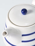 John Lewis stoneware teapot Harbour blue rim 1.3L, imported from the UK