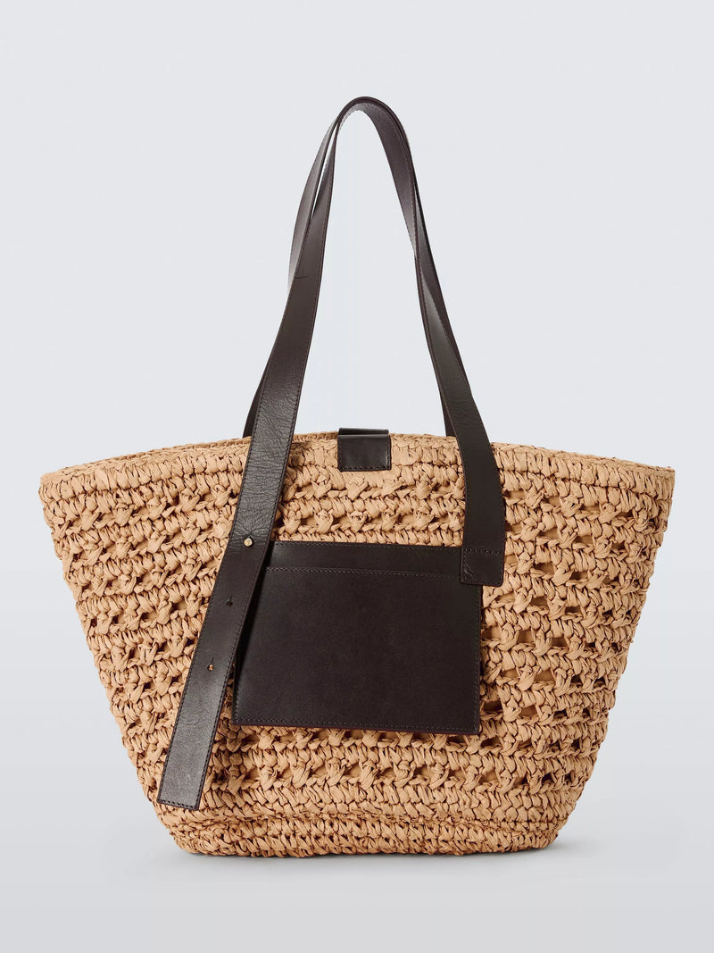 John Lewis brown raffia tote bag, UK version