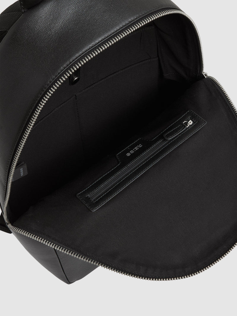 Reiss leather backpack black - British product