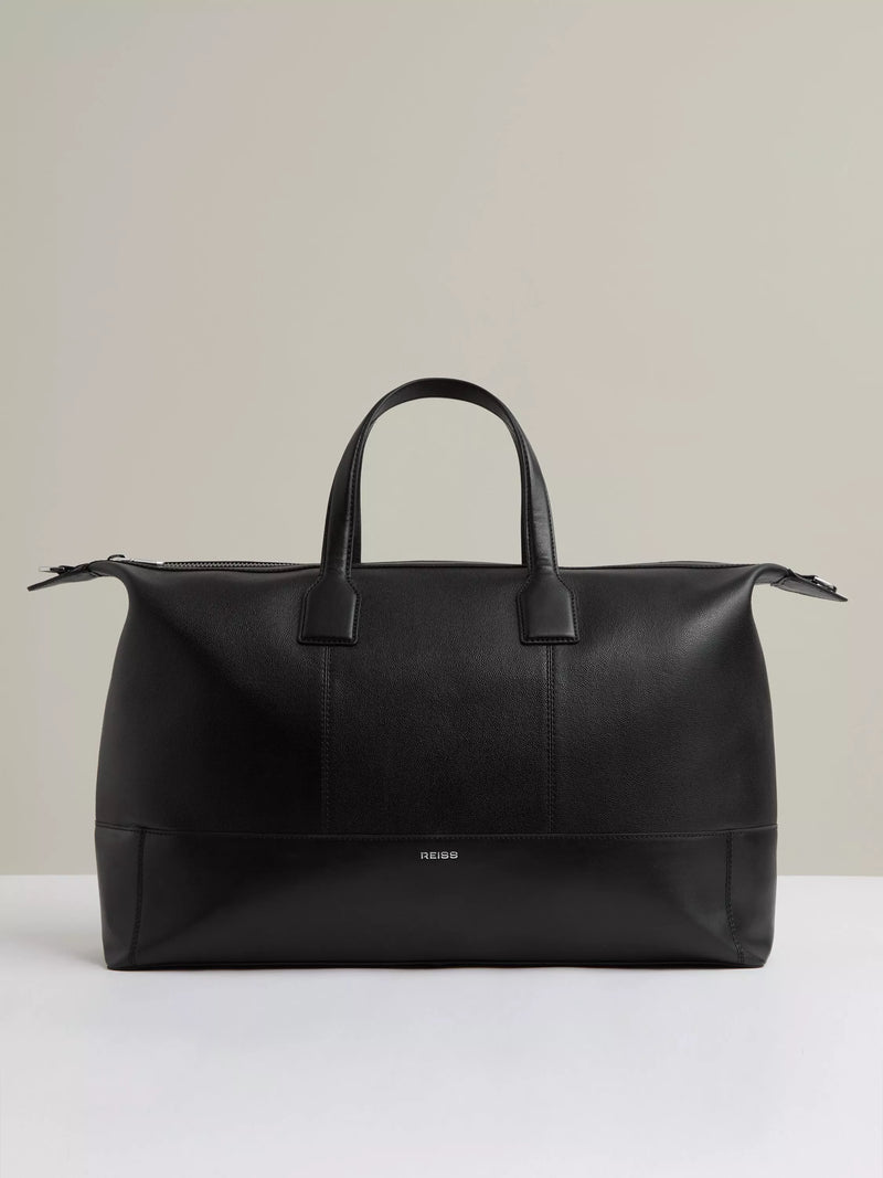 Reiss Casey leather holdall bag black - British product