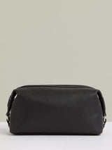 John Lewis Reiss Cillian Leather Wash Bag, Black- Buy online at McGrocer