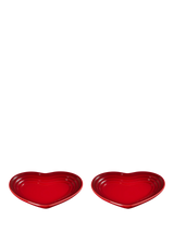 John Lewis Le Creuset Stoneware Heart Plates, Set of 2, 14cm, Cerise- Buy online at McGrocer