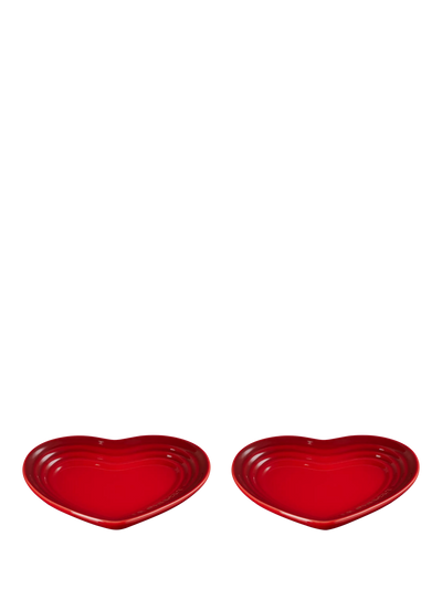 John Lewis Le Creuset Stoneware Heart Plates, Set of 2, 14cm, Cerise- Buy online at McGrocer