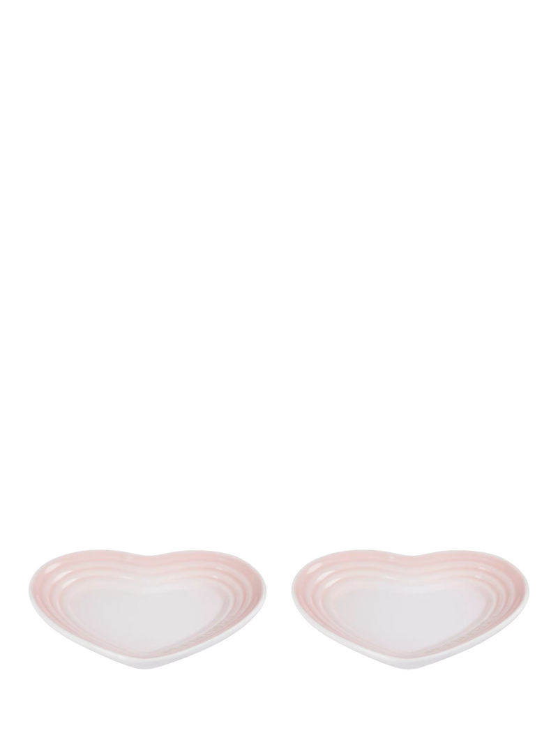 Le Creuset Stoneware Heart Plates, Set of 2, 14cm, Cerise