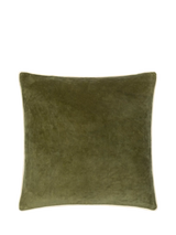 John Lewis MADE Bailey Brushed Cotton Velvet Cushion Green 50 x 50cm- Buy online at McGrocer